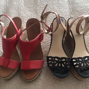 NINE WEST & COACH Cork Espadrille Leather Wedges